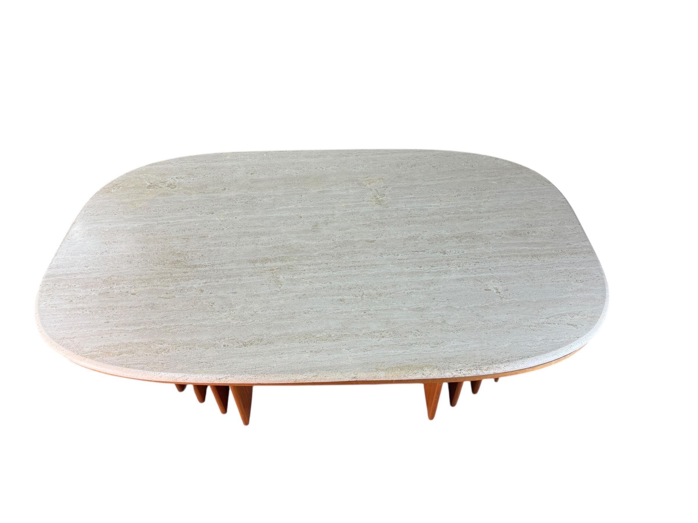 Danish Travertine Dining Table Made by Marmorhuset For Sale 1