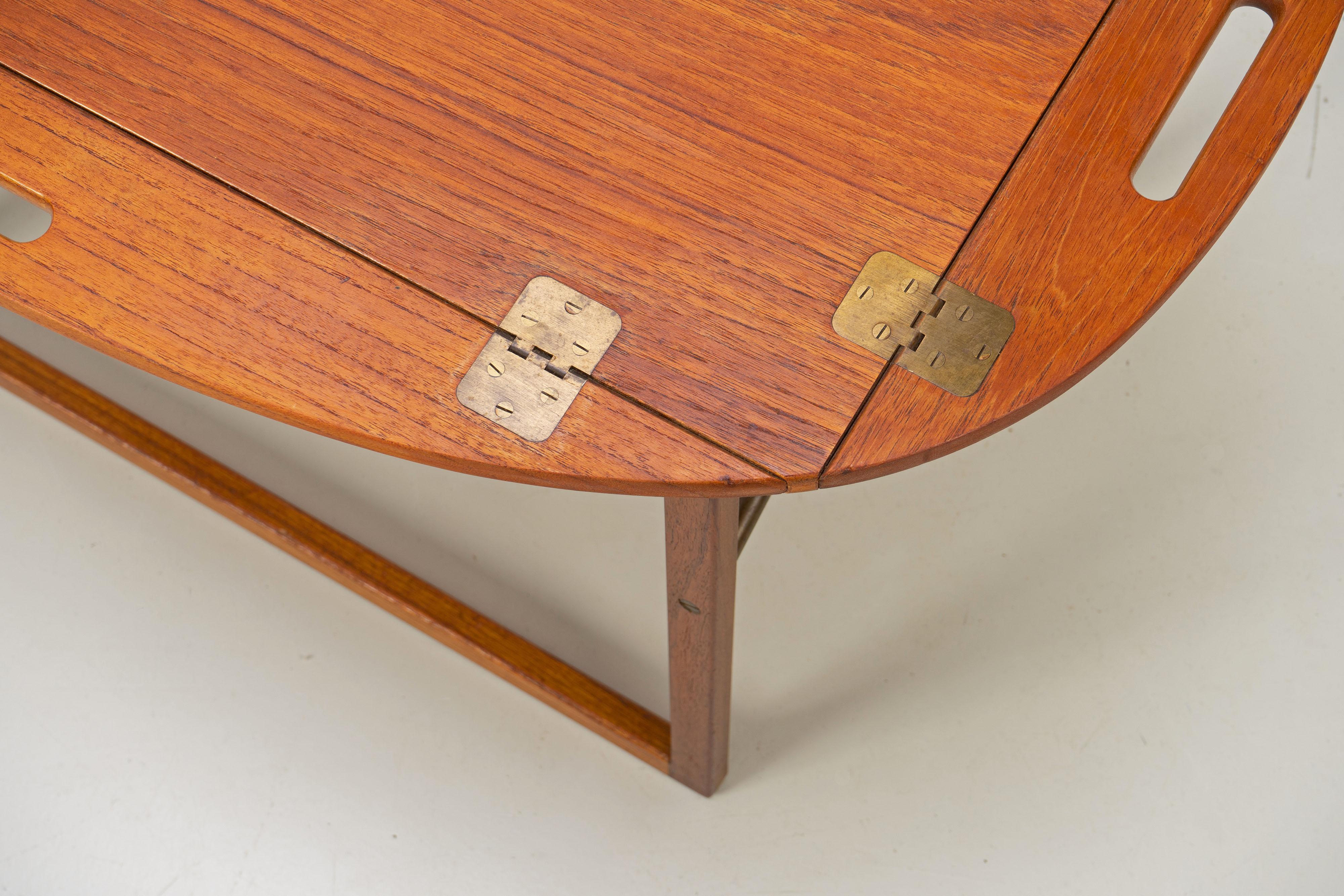 Danish Tray Table by Svend Langkilde for Illums Bolighus Teak and Brass, 1960s 5