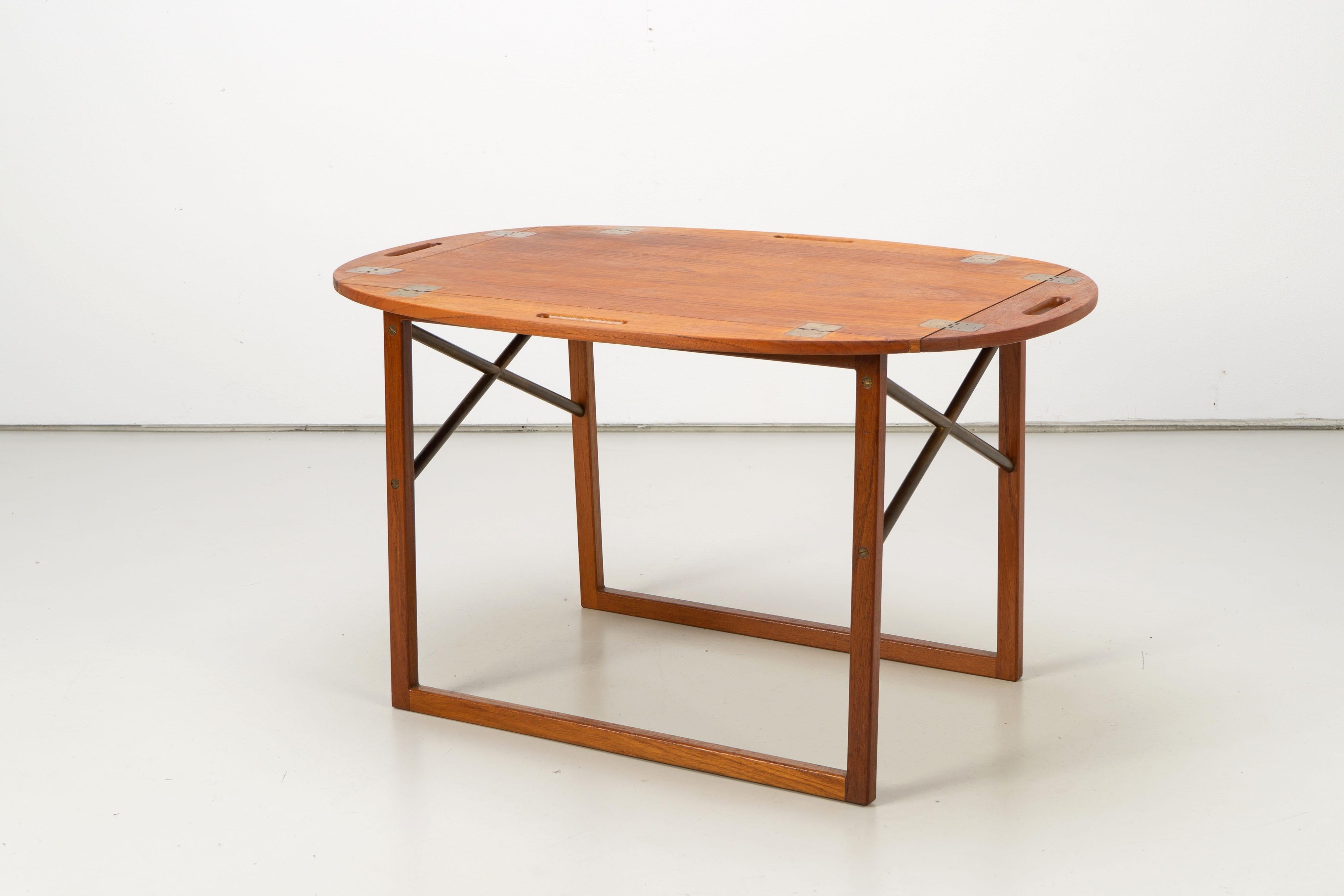 Scandinavian Modern Danish Tray Table by Svend Langkilde for Illums Bolighus Teak and Brass, 1960s