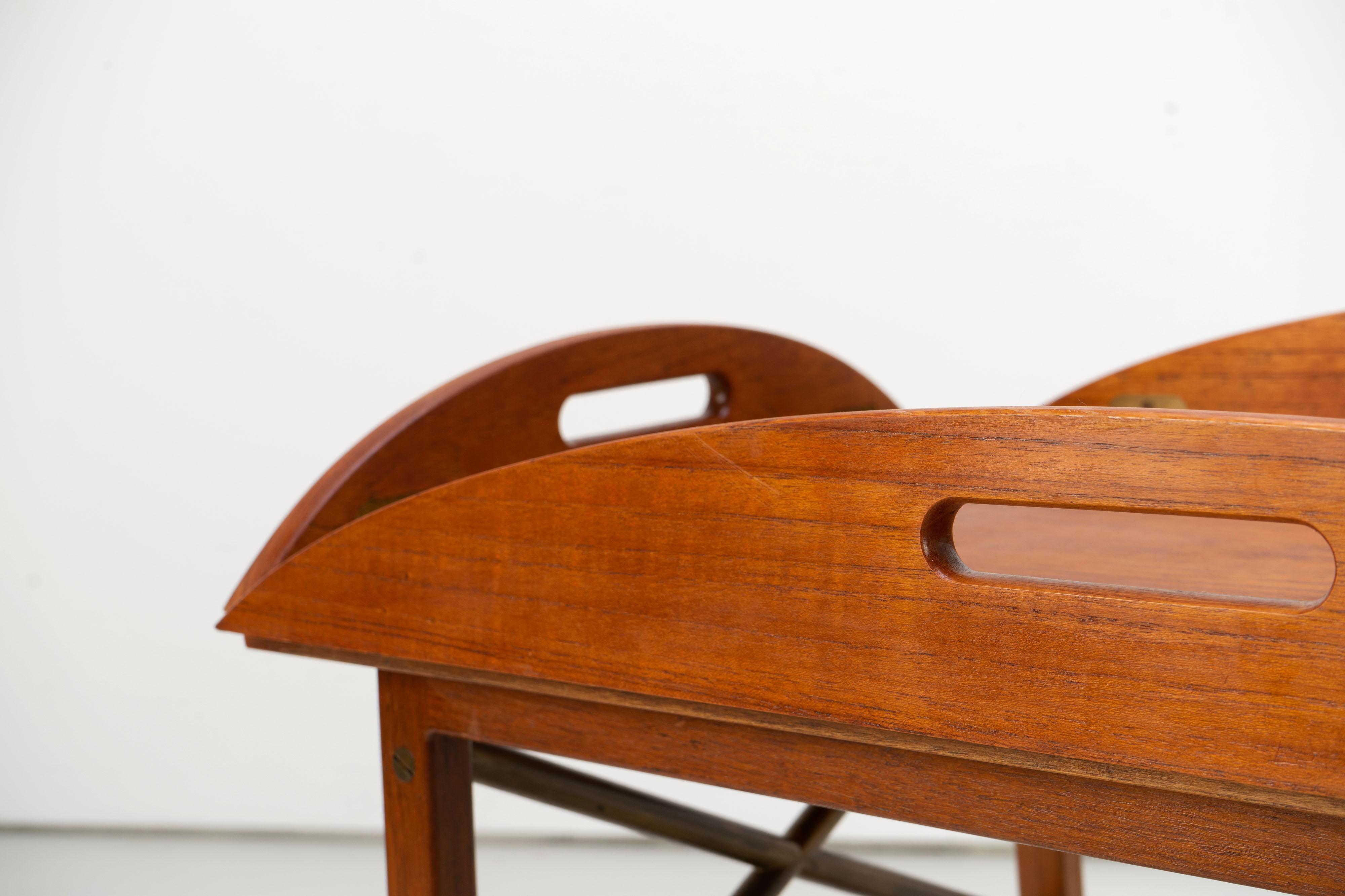 Danish Tray Table by Svend Langkilde for Illums Bolighus Teak and Brass, 1960s 2