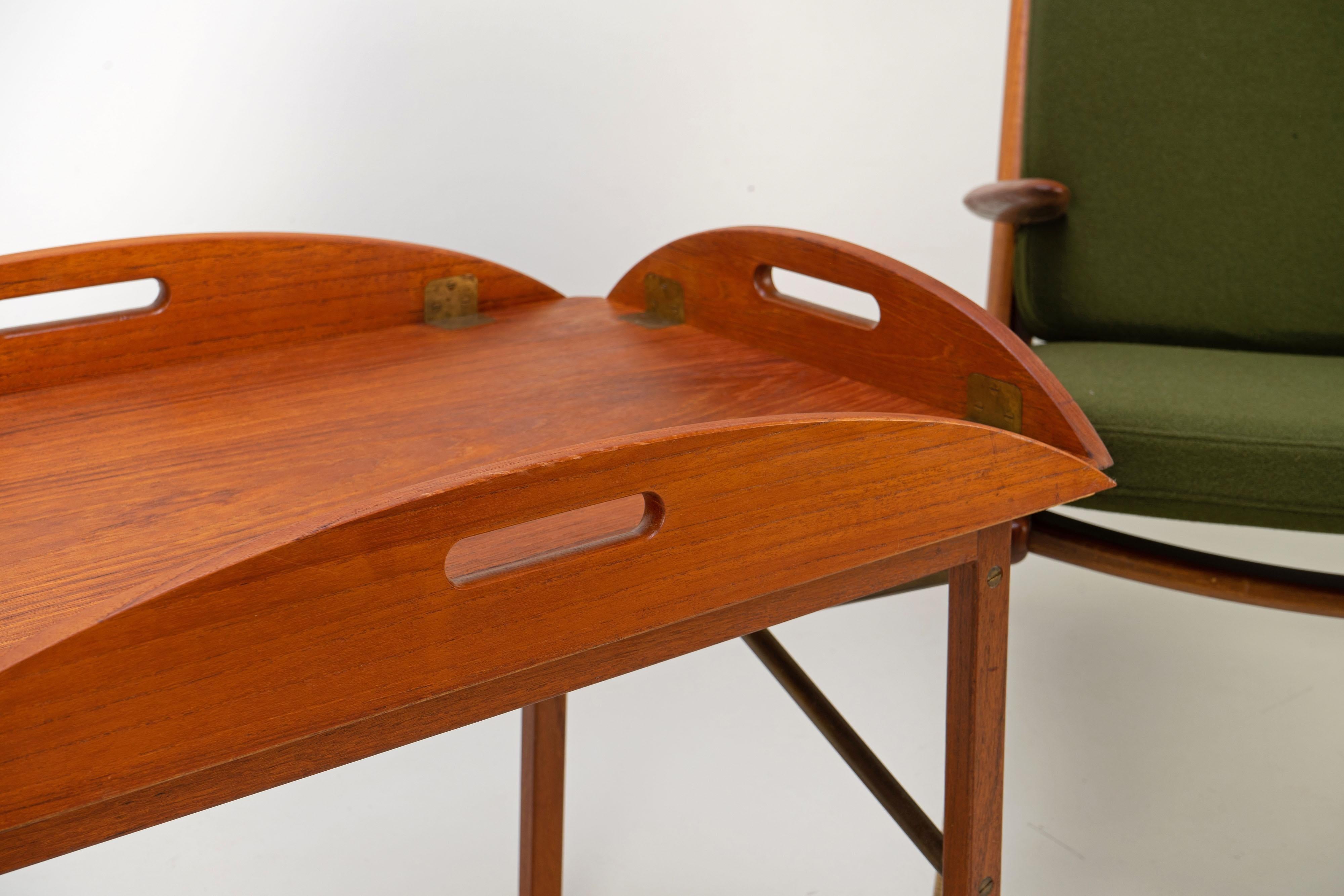 Danish Tray Table by Svend Langkilde for Illums Bolighus Teak and Brass, 1960s 3