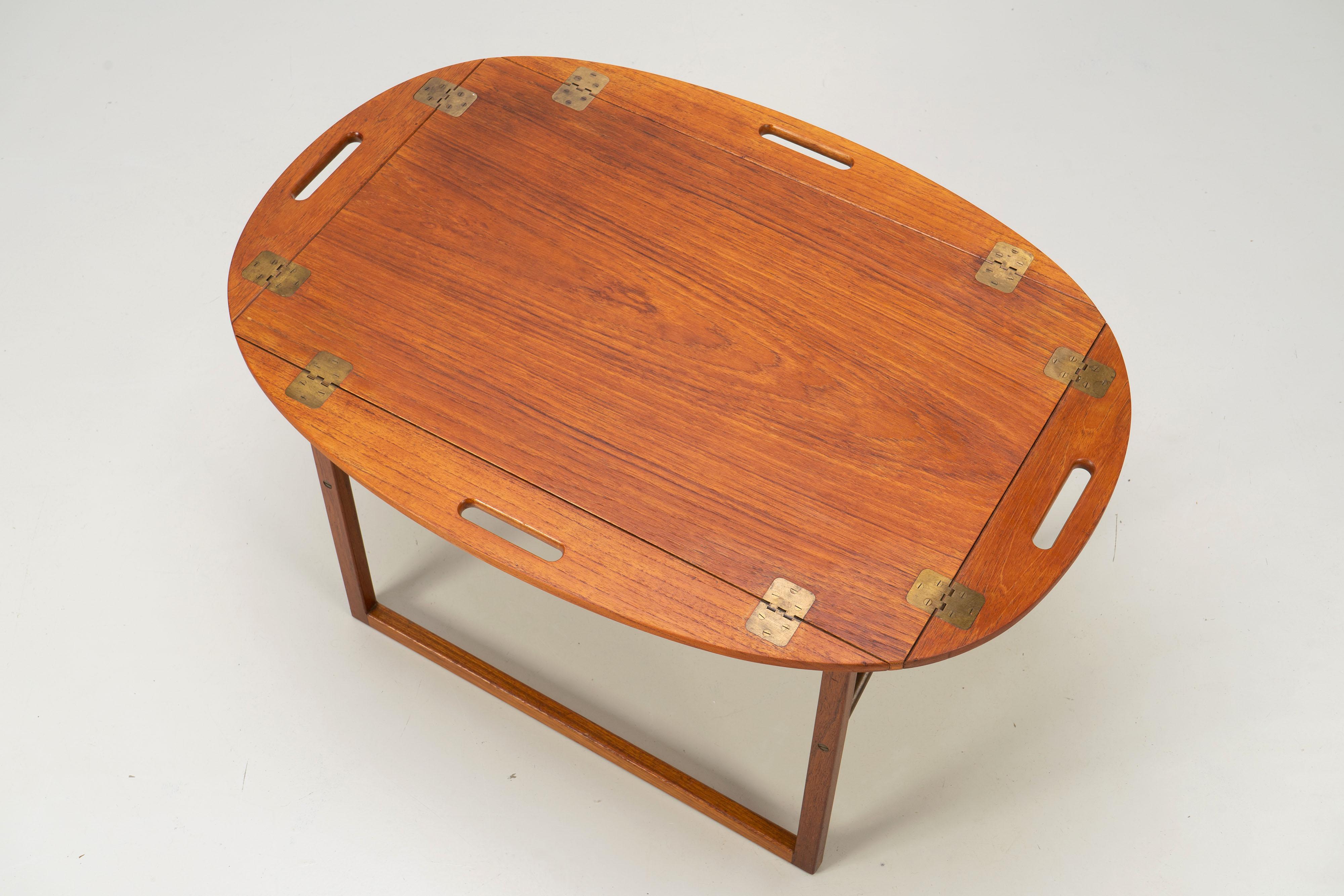 Danish Tray Table by Svend Langkilde for Illums Bolighus Teak and Brass, 1960s 4