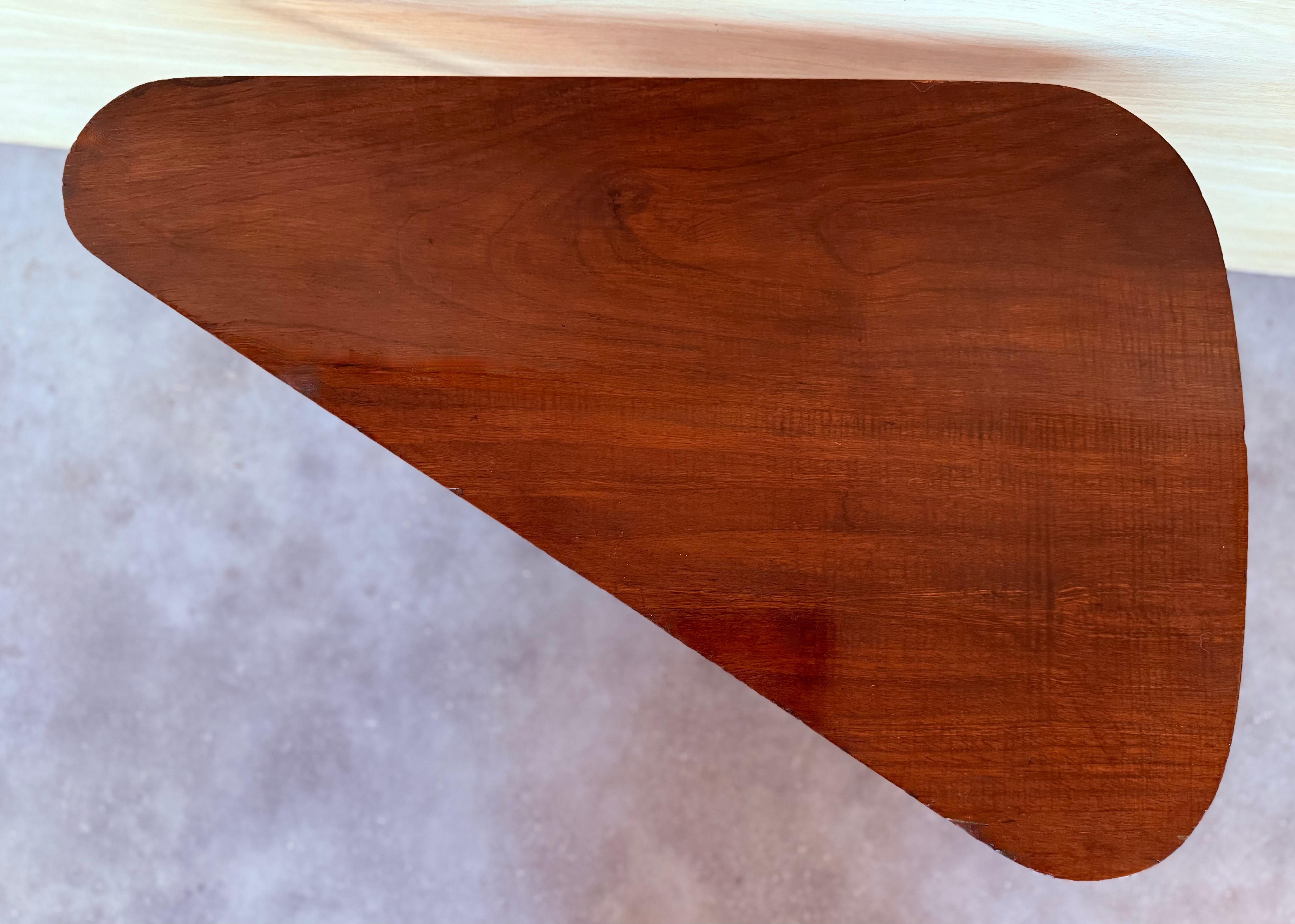 20th Century Danish Triangular Coffee Table with Magazine Rack Metal and Teak, 1960s For Sale