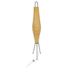 Danish tripod floor lamp in metal and cocoon shade By Klingele for Artimeta 1957