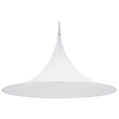 Retro Danish "Trumpet" White Ceiling Lamp