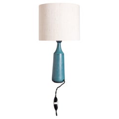 Danish truncated cone table lamp in matte blue stoneware by Gunnar Nylund 1960.