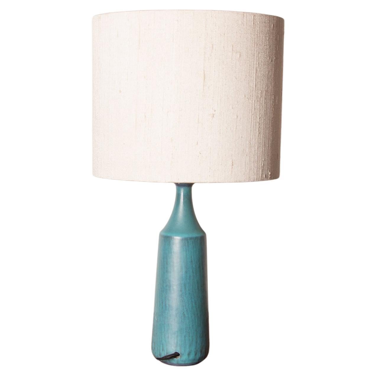 Danish truncated conical table lamp in matte blue sandstone by Gunnar Nylund for