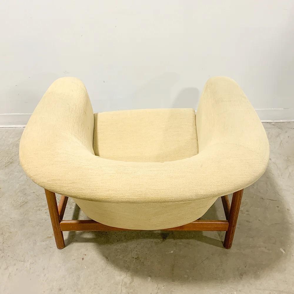 20th Century Danish Tub Lounge Chair on Teak Frame