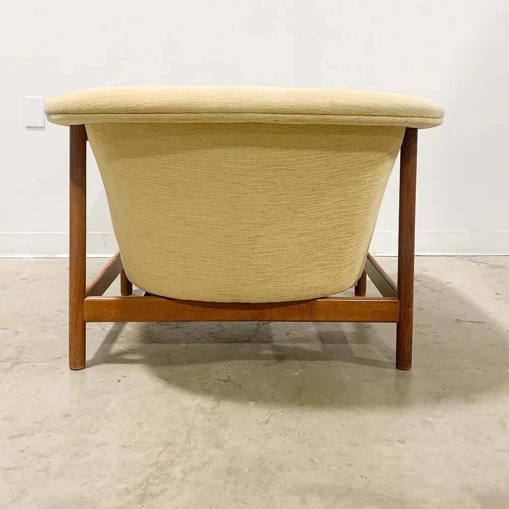 Fabric Danish Tub Lounge Chair on Teak Frame
