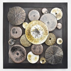 Danish Tue Poulsen Ceramic Wall Object Sculpture Wood Frame Denmark 1960s