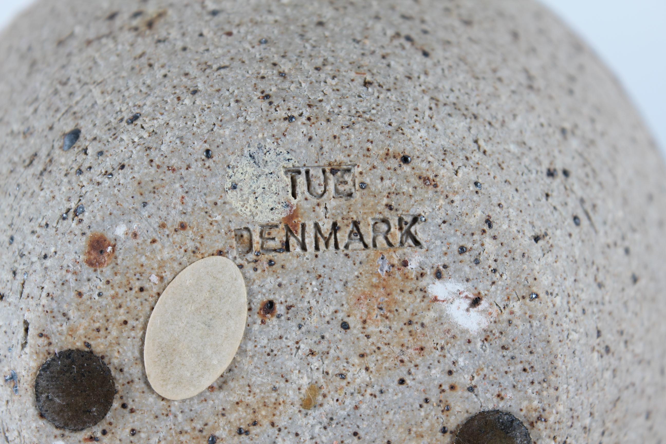 Danish Tue Poulsen Rustic Stoneware Vase of Chamotteclay with Stripe Decor 1970s For Sale 1