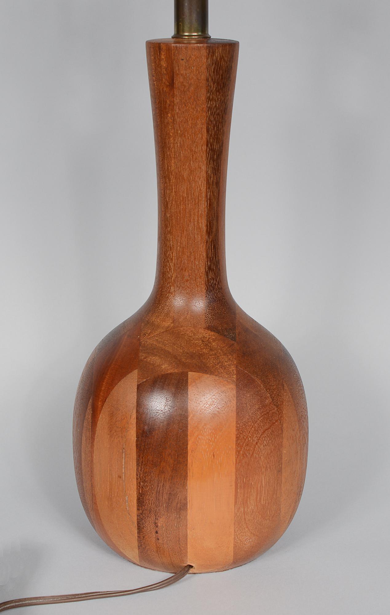 Danish Turned Solid Teak Table Lamp In Good Condition For Sale In San Mateo, CA