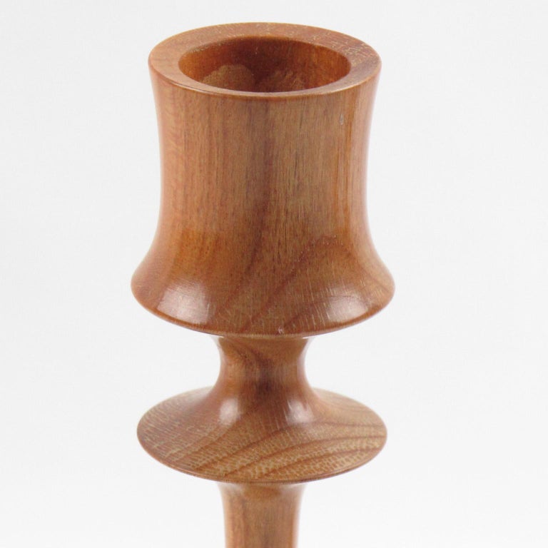Danish Turned Wood Candleholder Candlestick, a Trio at 1stDibs wood