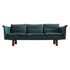 Danish Three-Seat Sofa in Turquoise Upholstery 