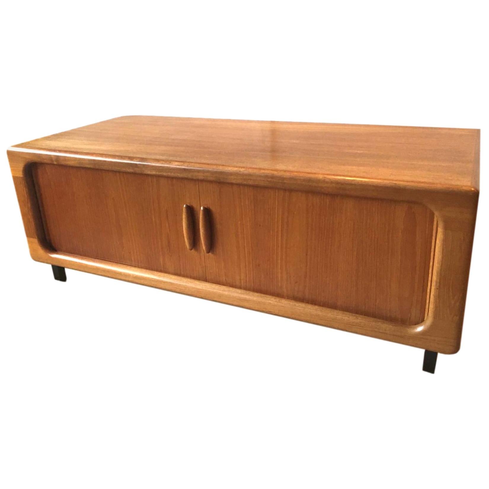 Danish TV Rack Side Board with Tambour Doors by Dyrlund, Denmark, 1970s