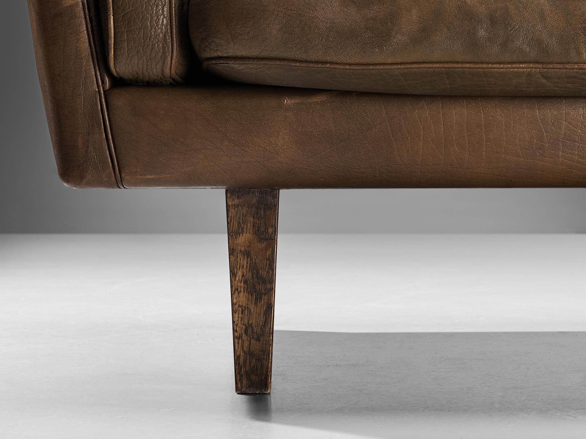 Danish Two-Seat Sofa in Brown Leather 2