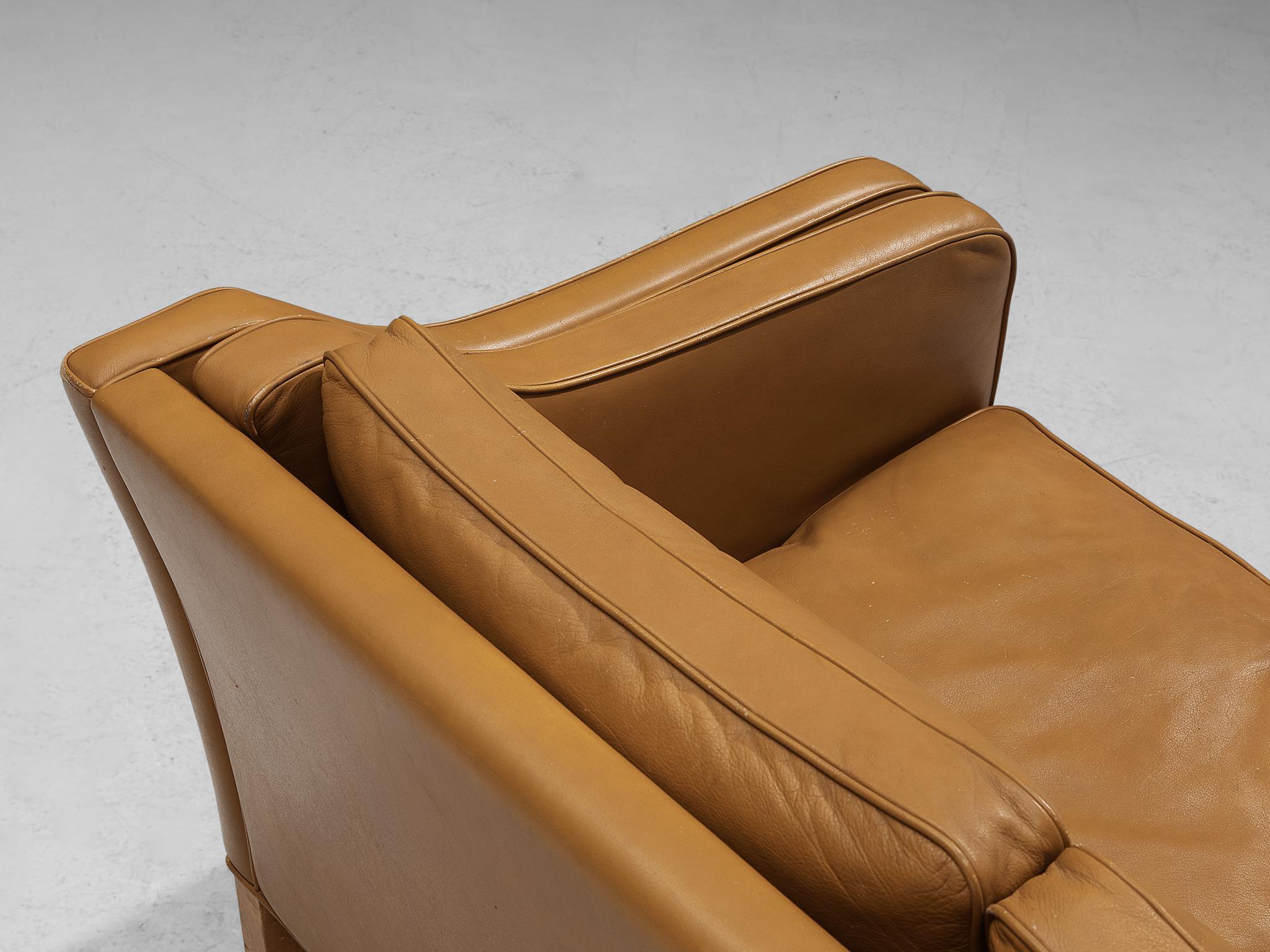 Dänisches Zweisitzer-Sofa aus cognacfarbenem Leder  im Angebot 5