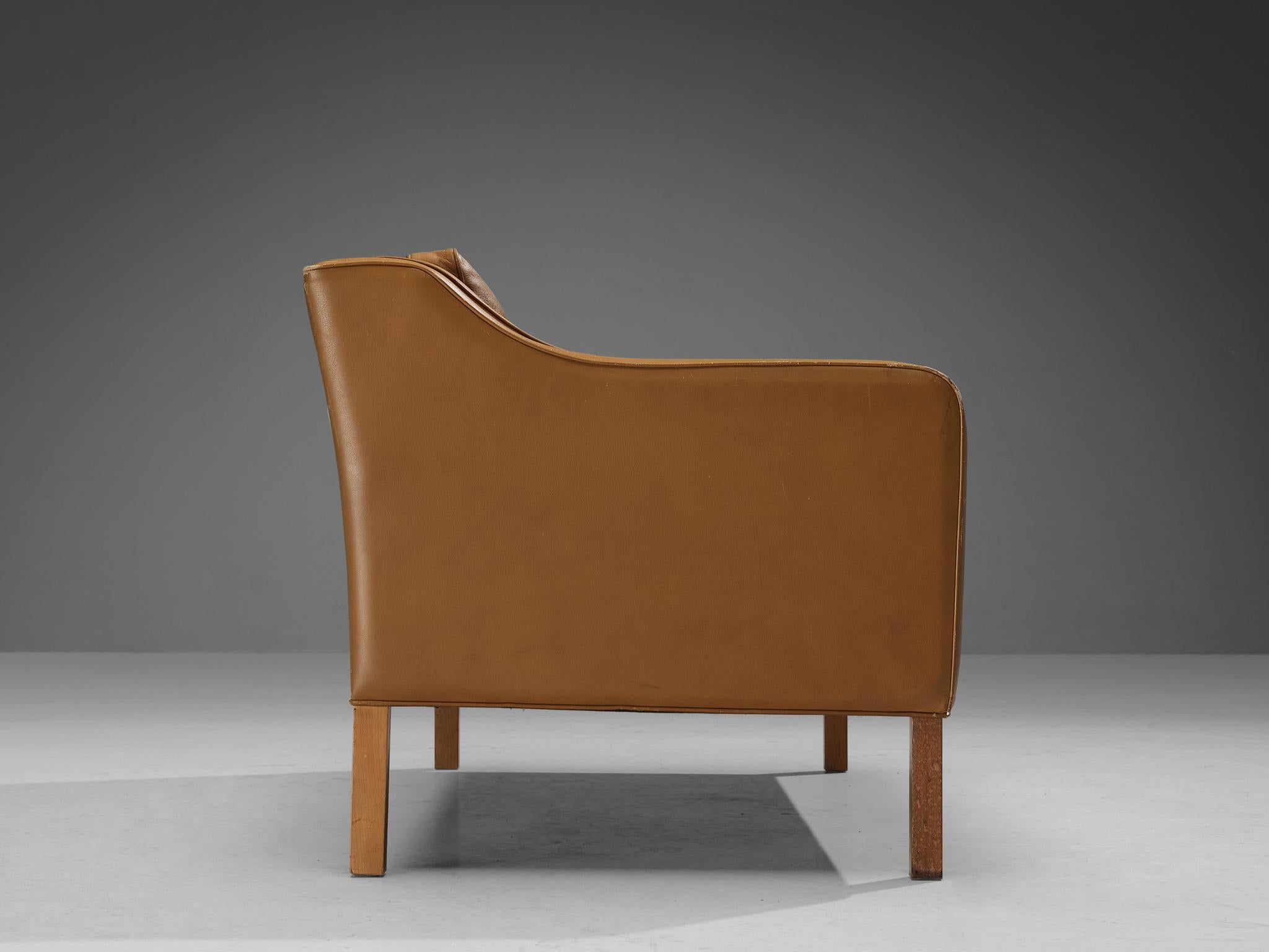 Dänisches Zweisitzer-Sofa aus cognacfarbenem Leder  im Angebot 2