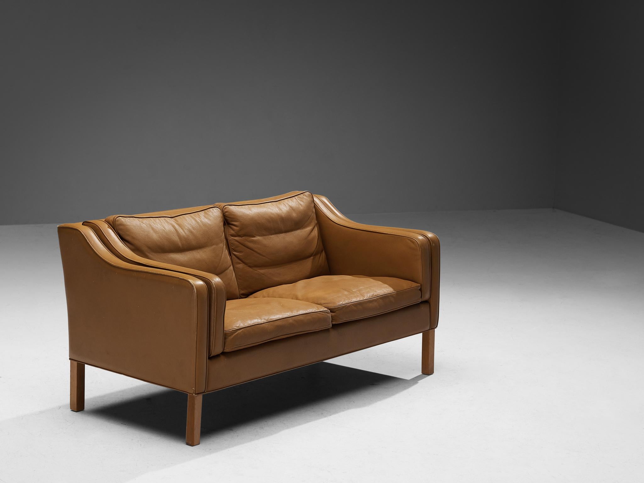 Danish Two Seat Sofa in Cognac Leather  For Sale 4