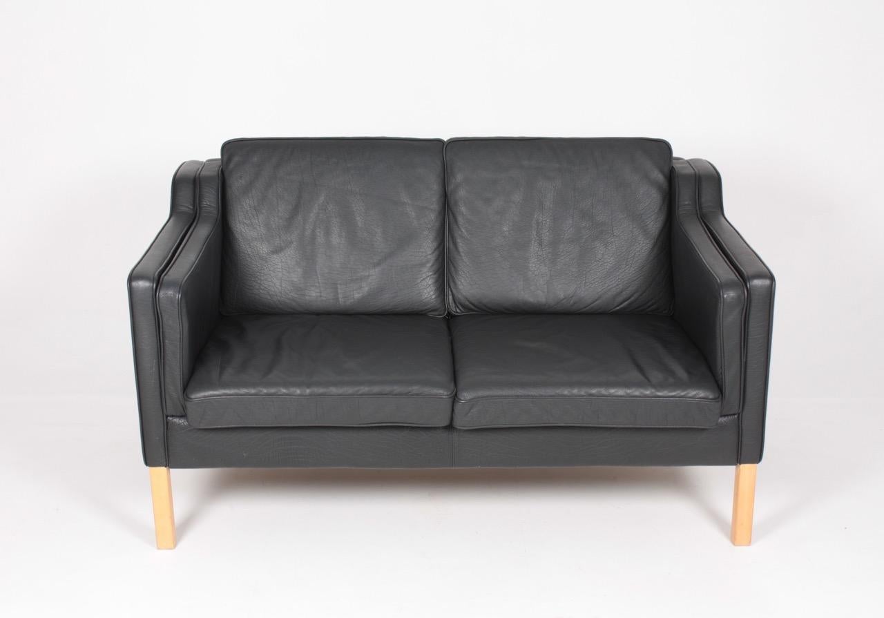 Late 20th Century Danish Two-Seat Sofa in Patinated Leather, 1980s
