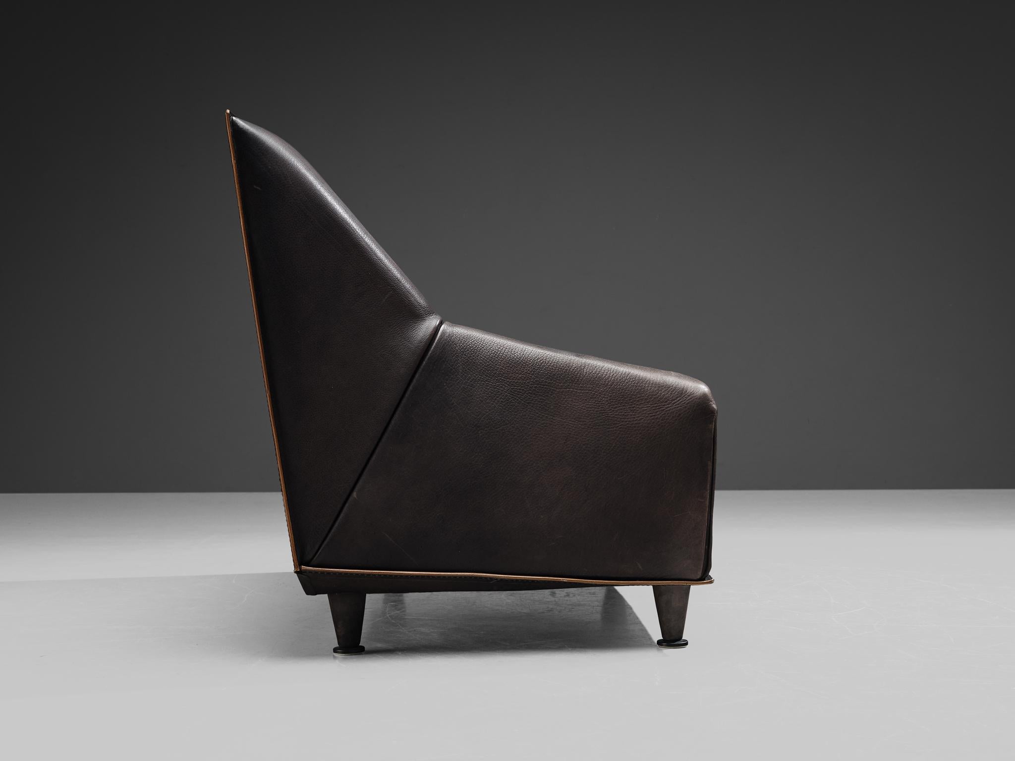 Scandinavian Modern Danish Two Seater Sofa in Grey Buffalo Leather For Sale