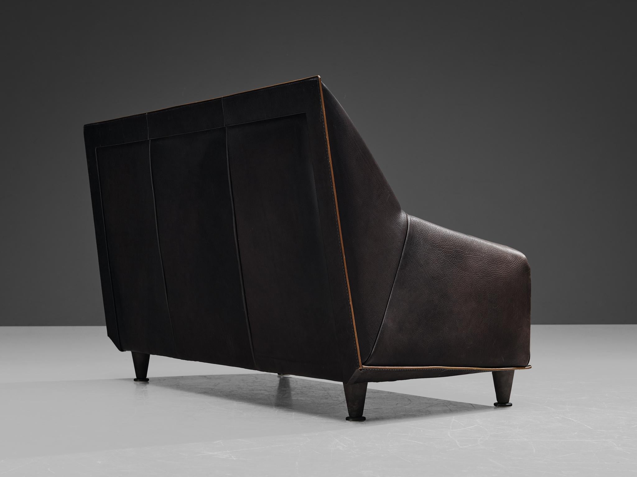 Dänisches Zweisitzer-Sofa aus grauem Buffalo-Leder (Mitte des 20. Jahrhunderts) im Angebot