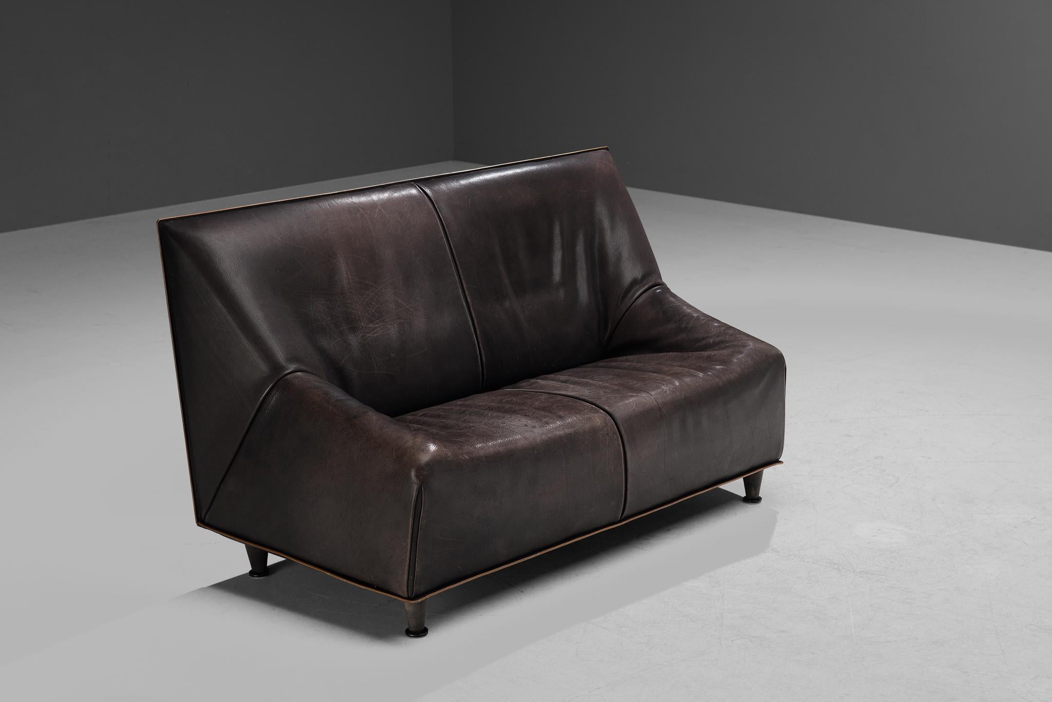 Dänisches Zweisitzer-Sofa aus grauem Buffalo-Leder im Angebot 2
