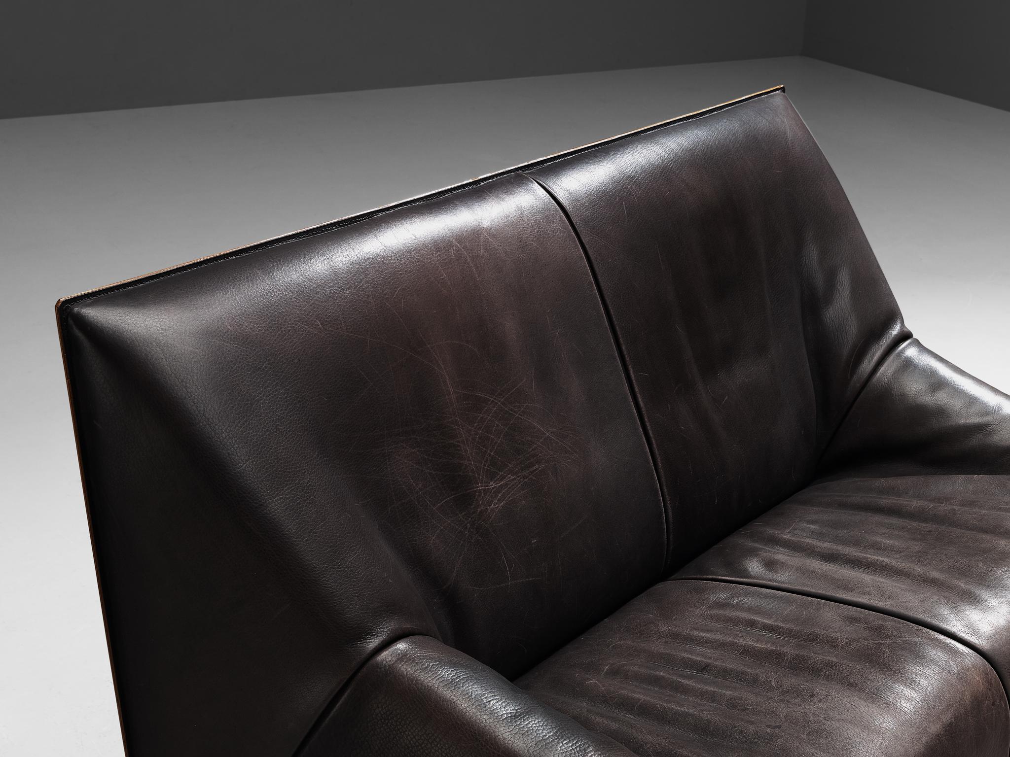 Dänisches Zweisitzer-Sofa aus grauem Buffalo-Leder im Angebot 3