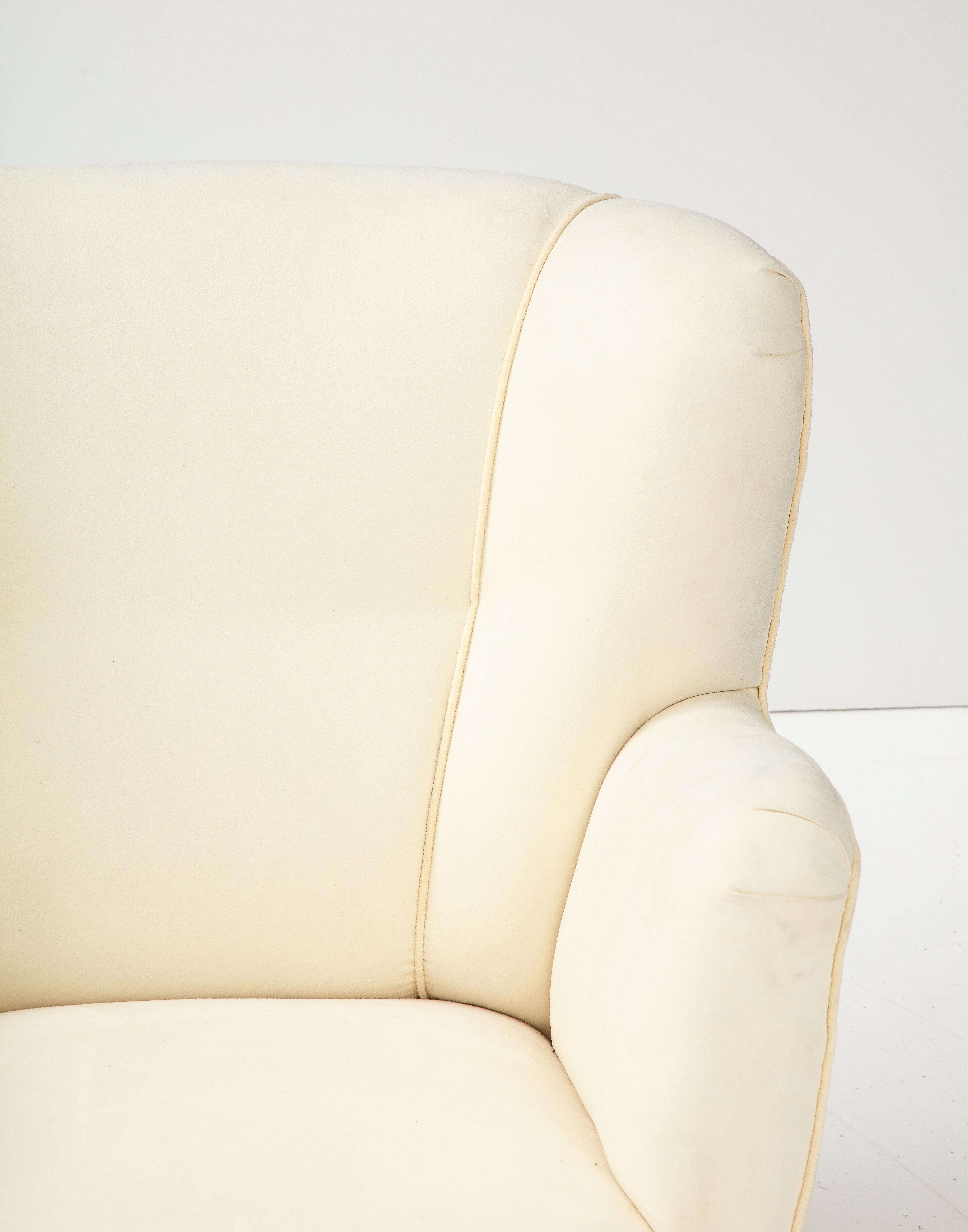 Mid-Century Modern Danish Upholstered Club Chair in Muslin, 1940's For Sale