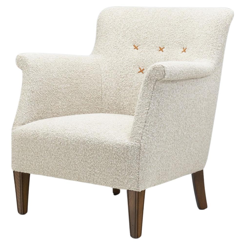 Danish Upholstered Easy Chair with Beech Legs, Denmark 1940s