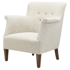 Danish Upholstered Easy Chair with Beech Legs, Denmark 1940s