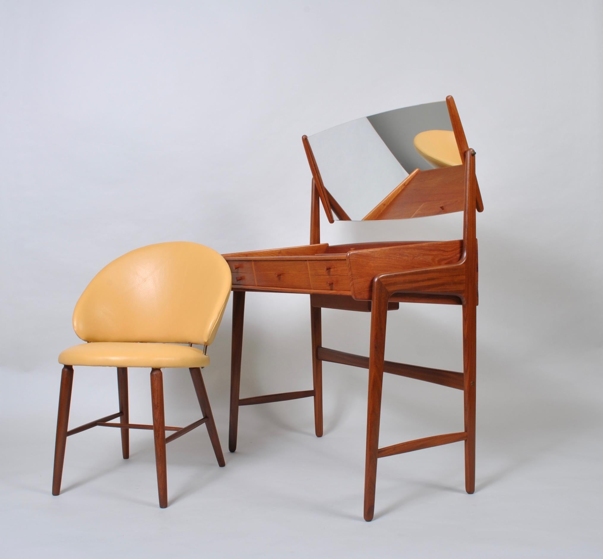 20th Century Danish Vanity Table and Chair, Svend Aage Madsen