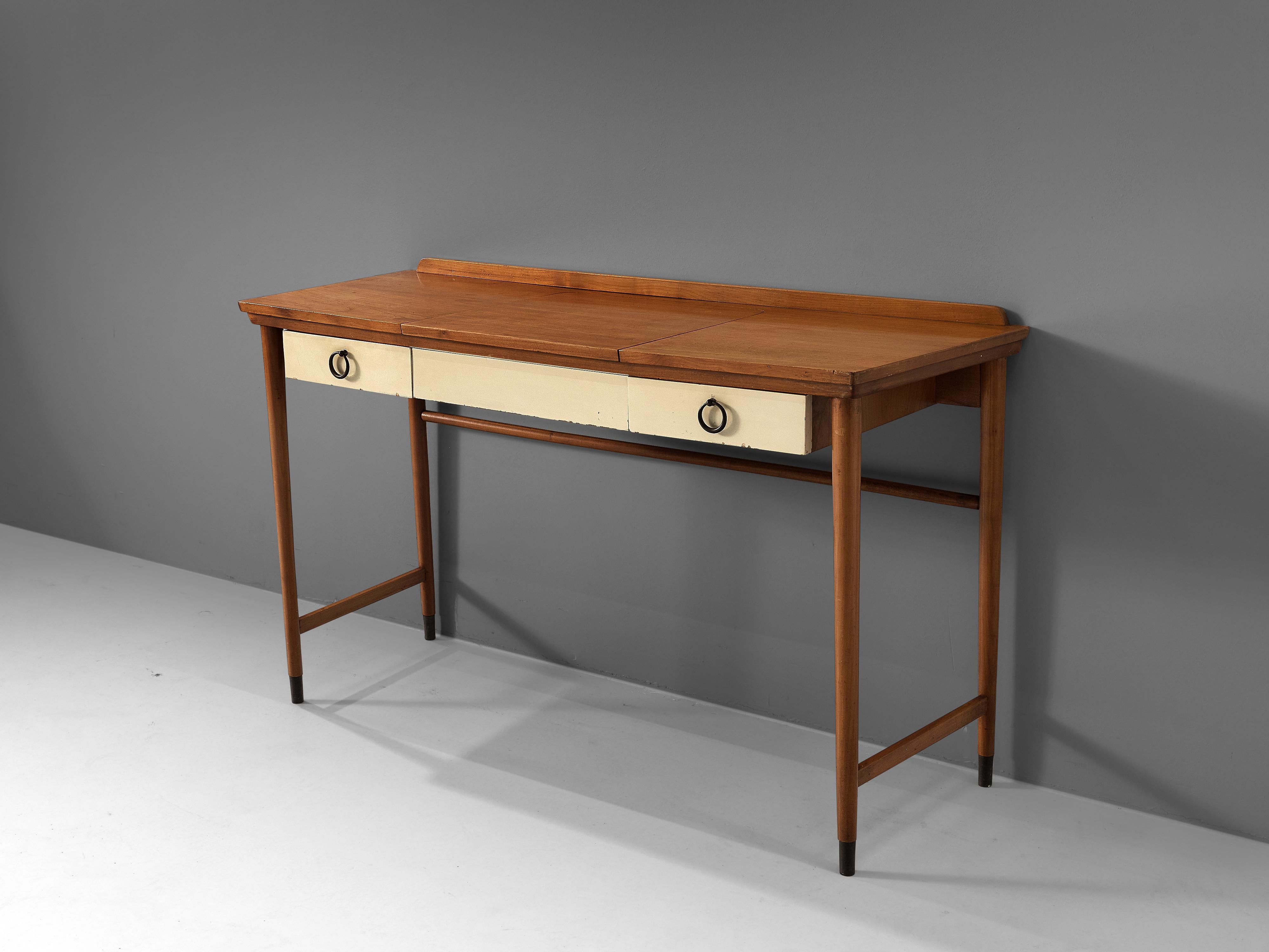 Mid-20th Century Danish Vanity Table in Teak with Brass Details