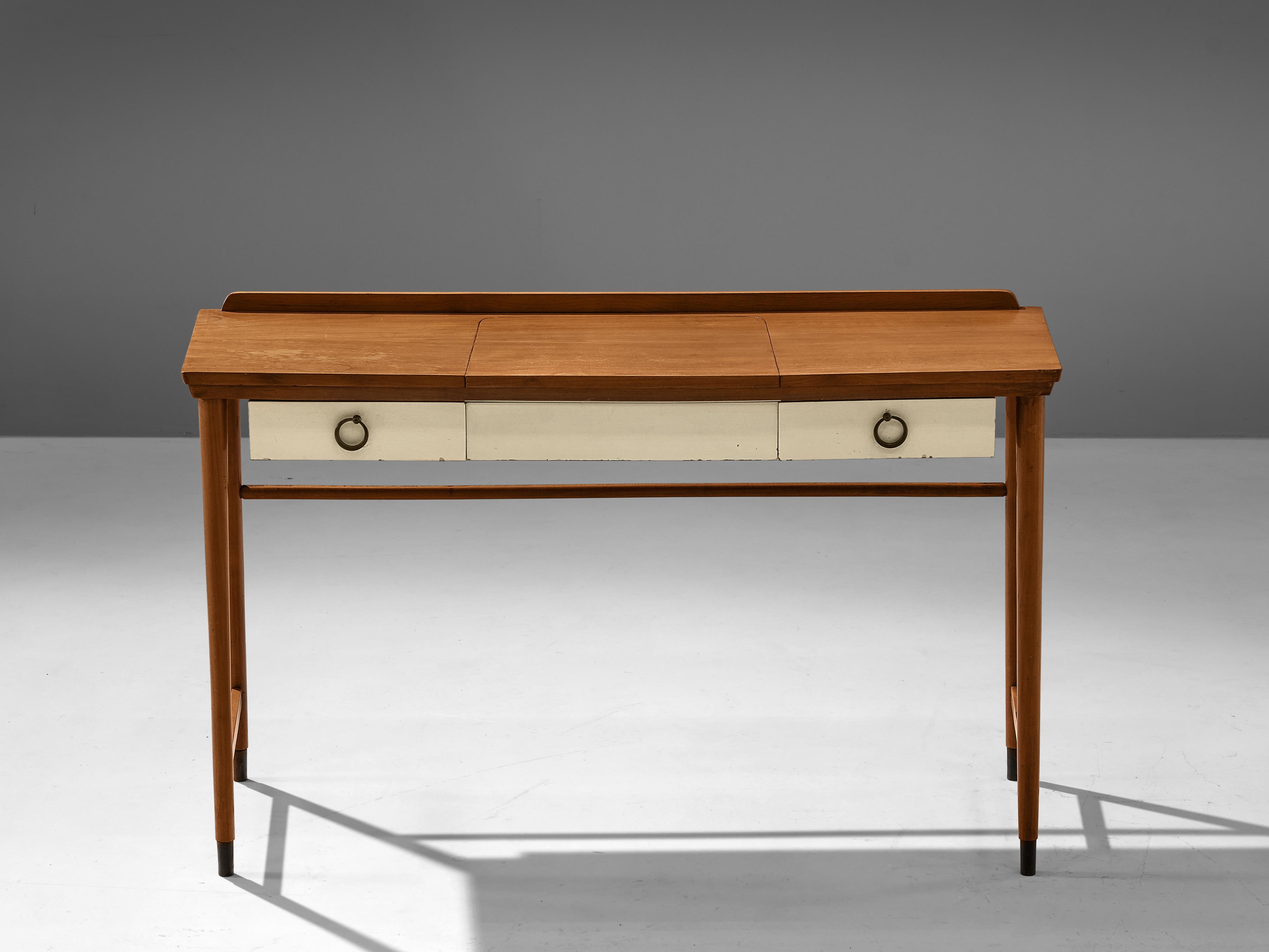 Danish Vanity Table in Teak with Brass Details 2