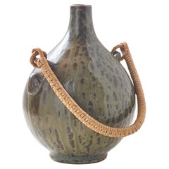 Danish Vase with Rattan Handle