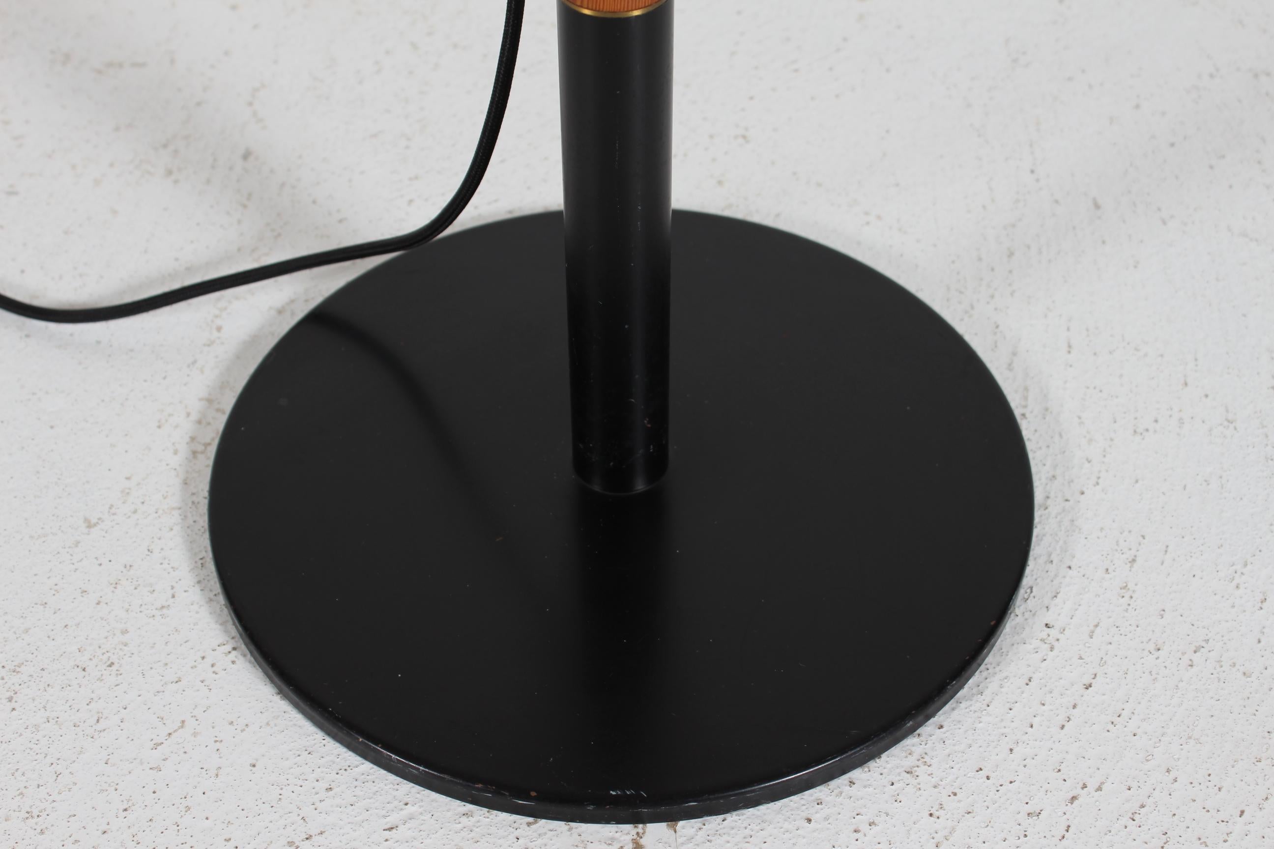 Brass Danish Vilhelm Wohlert Origon Pine Adjustable Floor Lamp 325 Le Klint Shade 70s For Sale