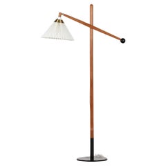 Danish Vilhelm Wohlert Origon Pine Adjustable Floor Lamp 325 Original Shade 70s