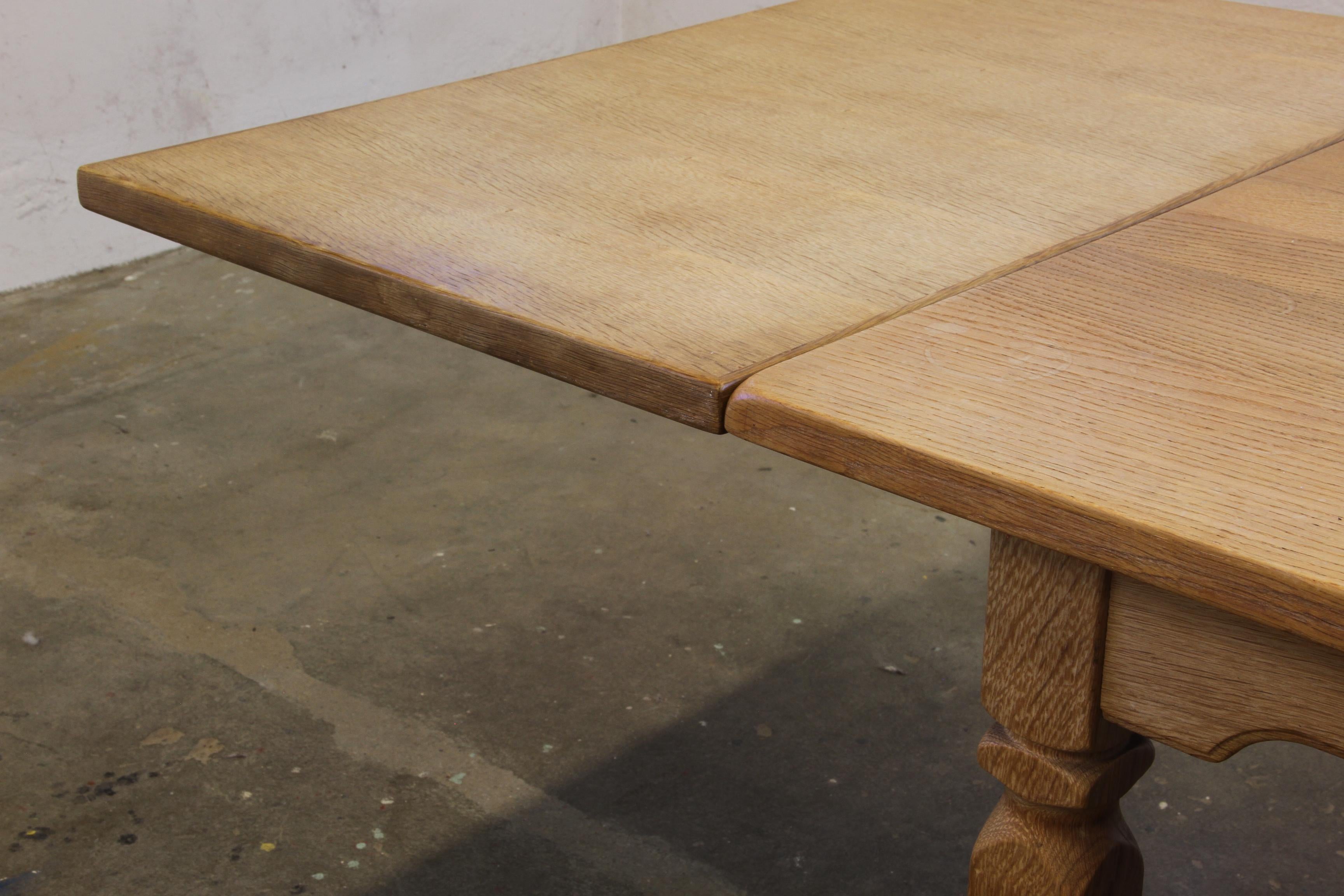 Danish Vintage 1960s Extending Dining Table in Light Solid Oak Style of Kjærnulf For Sale 7