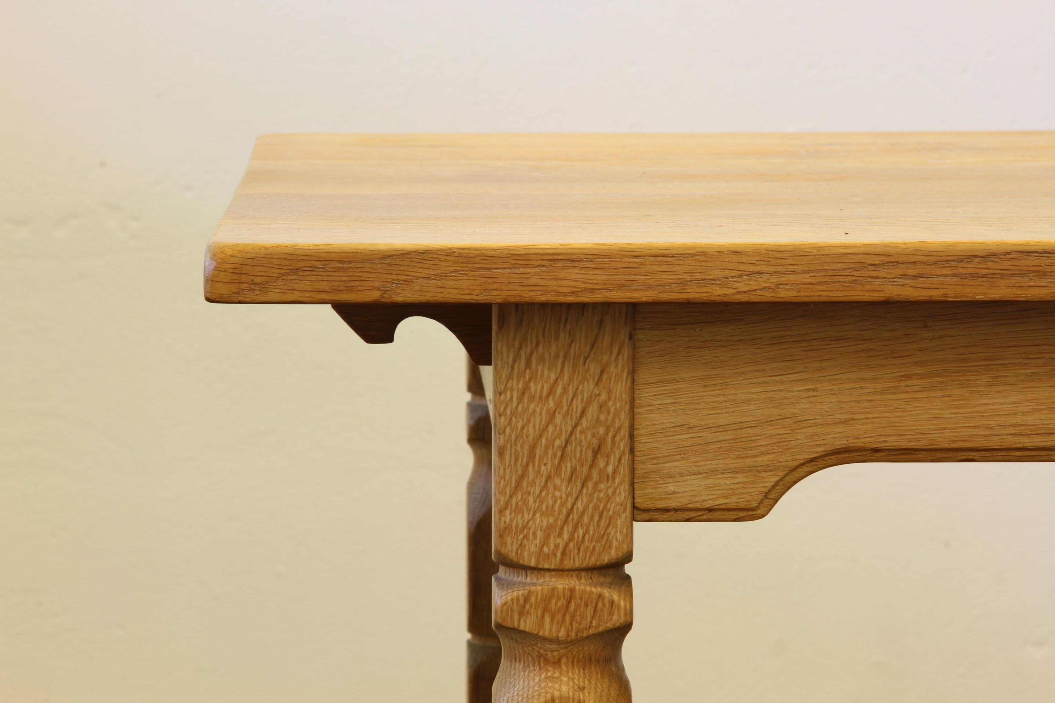 Danish Vintage 1960s Extending Dining Table in Light Solid Oak Style of Kjærnulf For Sale 12