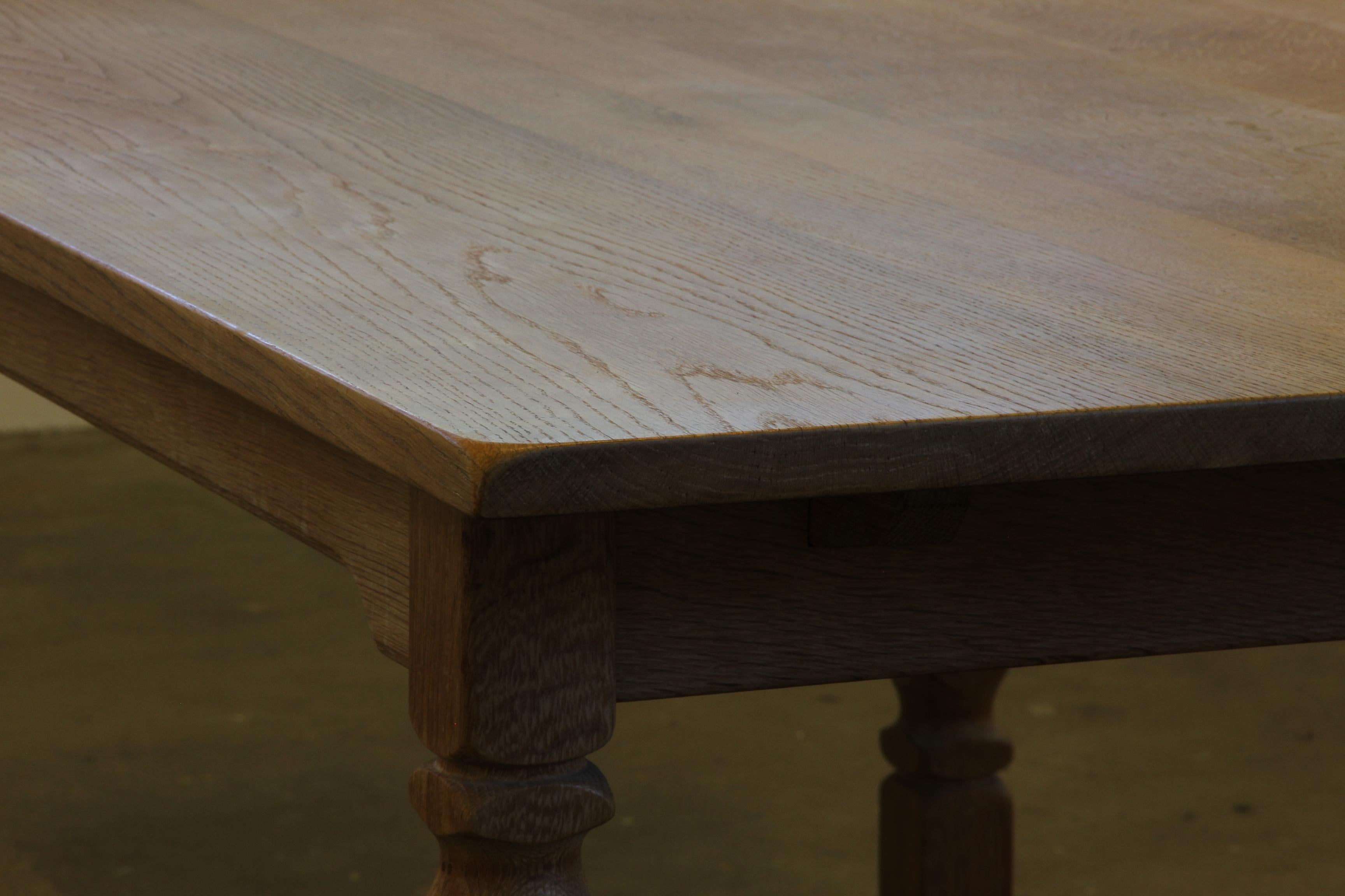 Danish Vintage 1960s Extending Dining Table in Light Solid Oak Style of Kjærnulf For Sale 14
