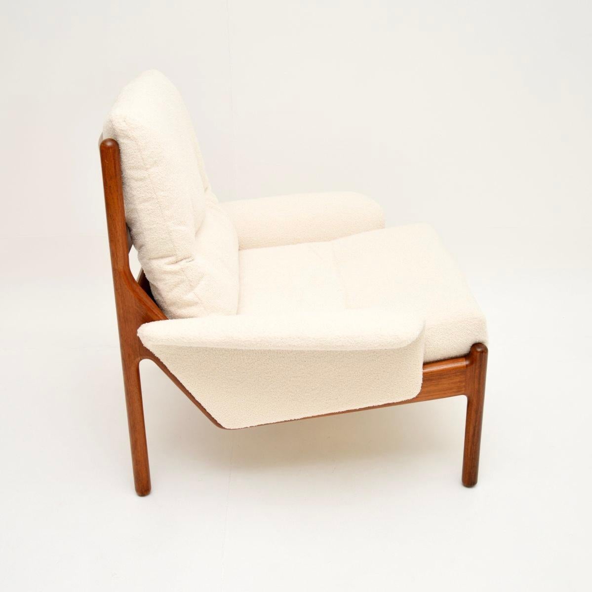 Bouclé Danish Vintage Armchair by Illum Wikkelso For Sale