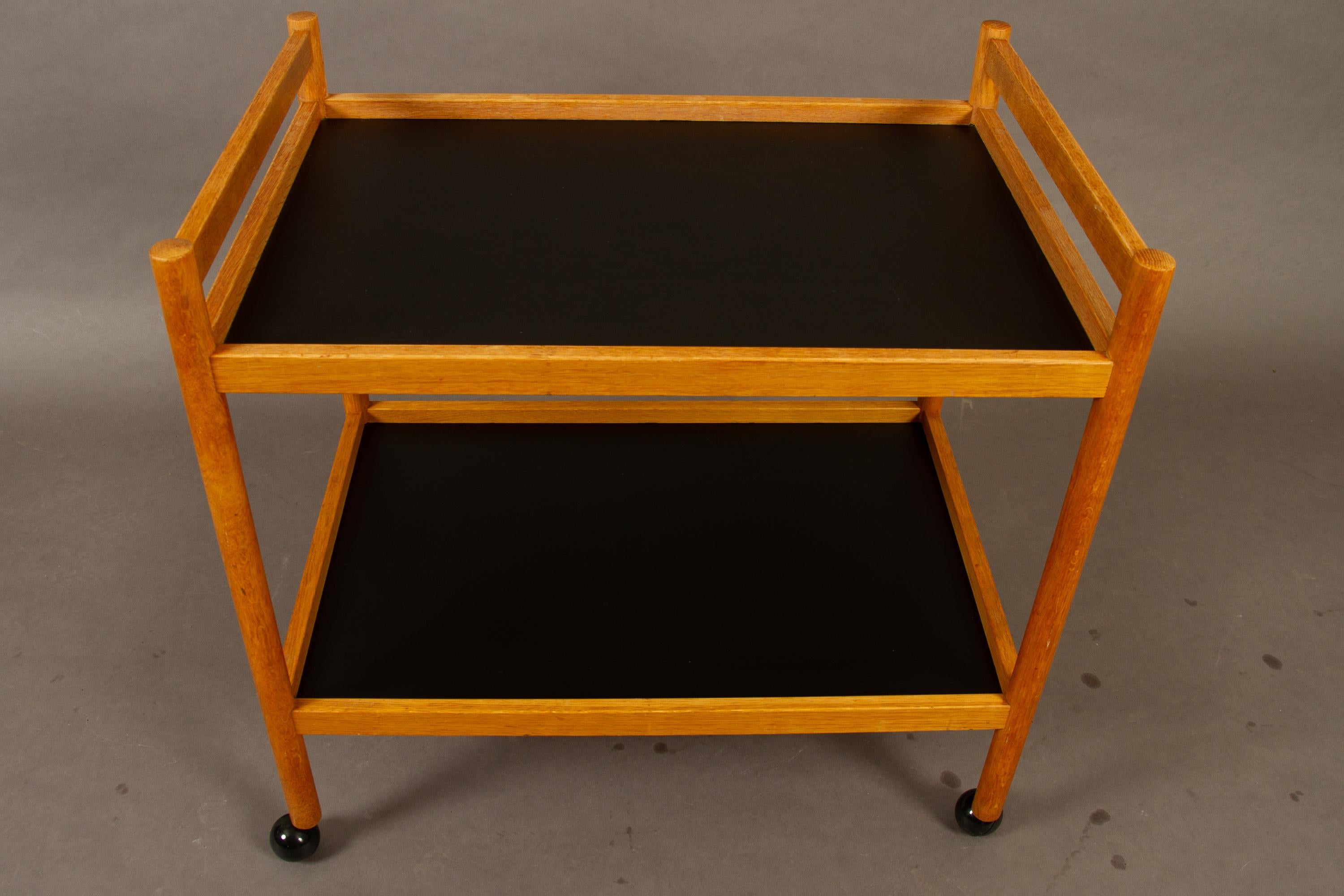 Danish Vintage Bar Cart in Oak, 1960s 2