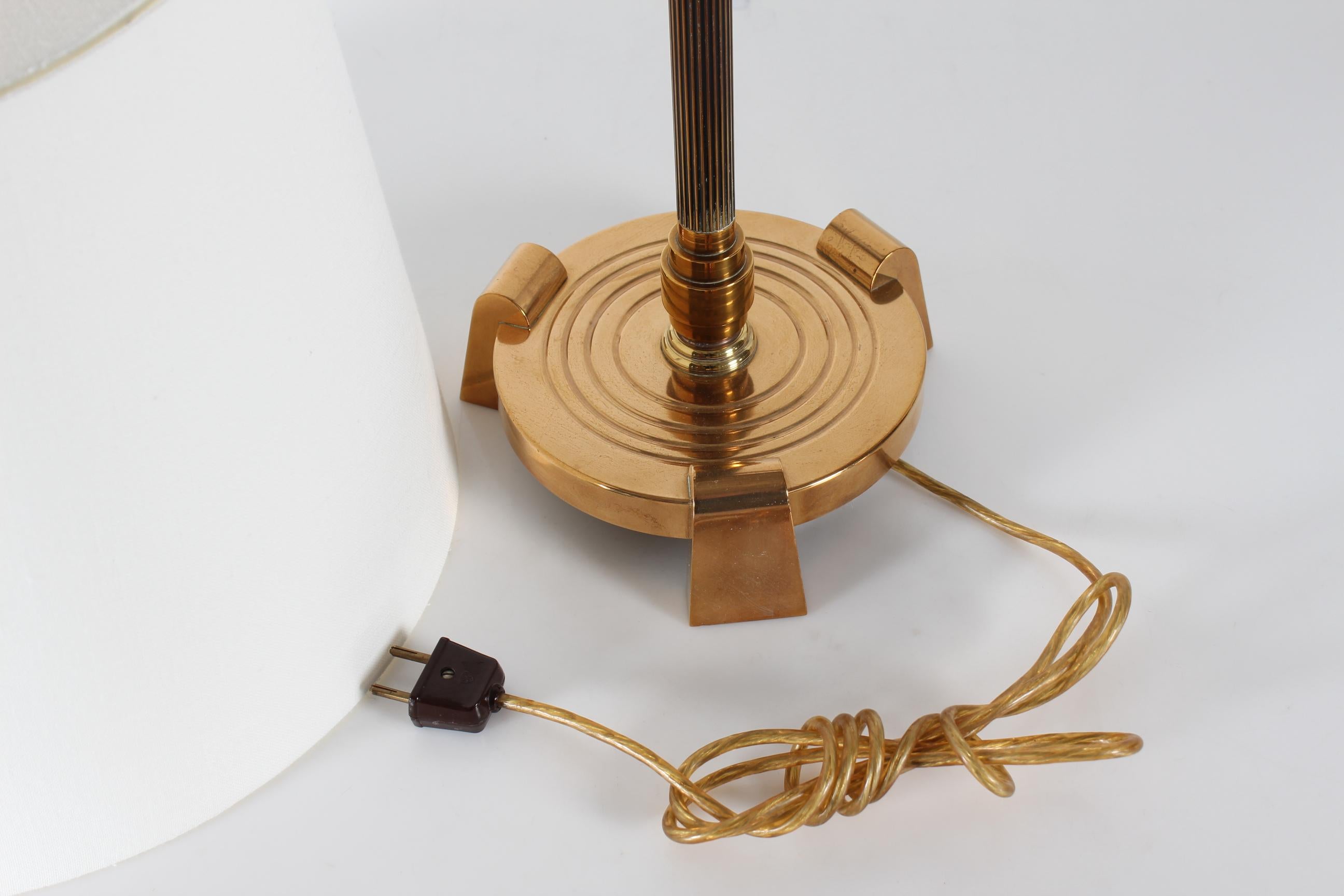 Danish Vintage Bindesbøll Style High Desk Lamp of Bronze with New Shade 1940s For Sale 4