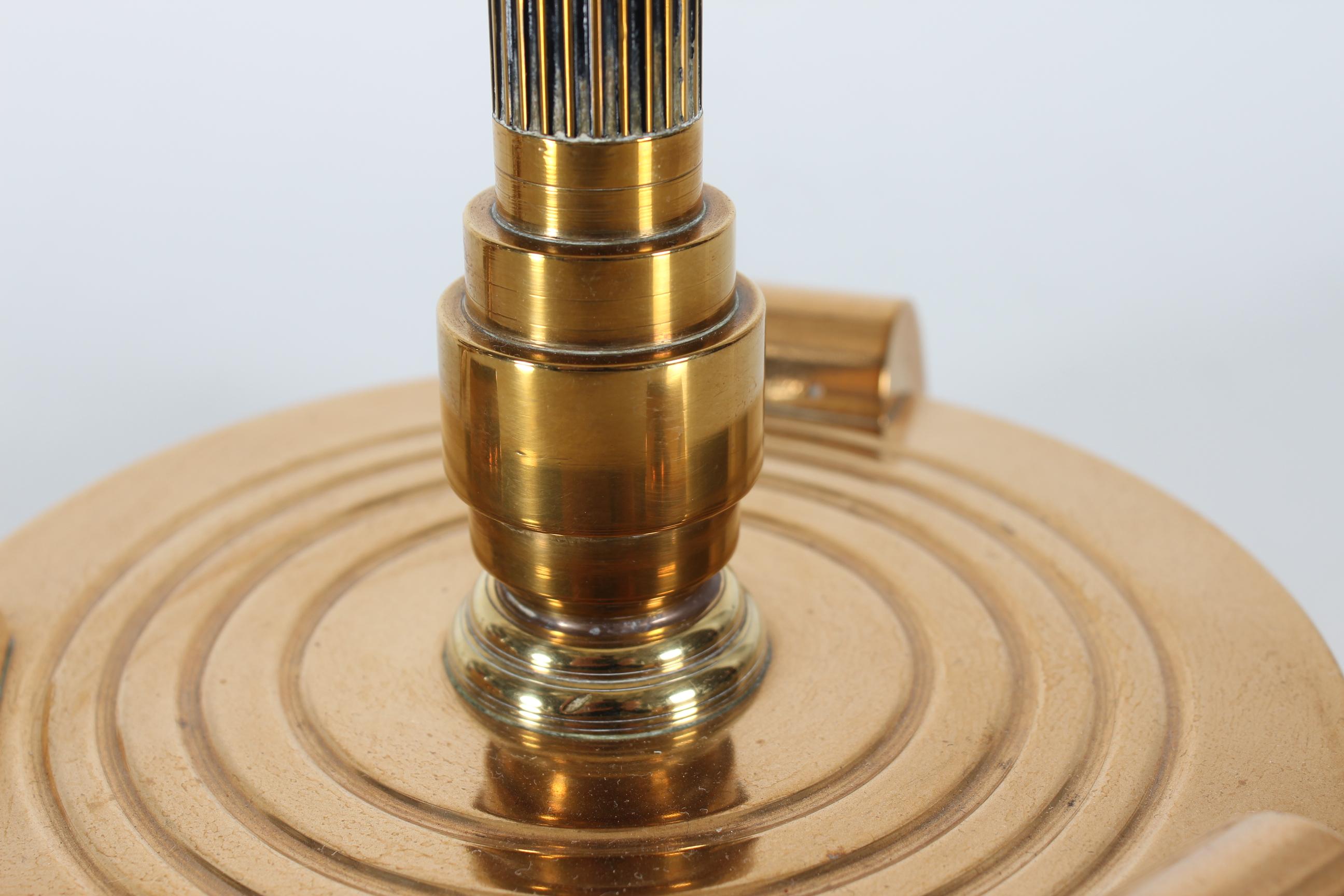 Mid-20th Century Danish Vintage Bindesbøll Style High Desk Lamp of Bronze with New Shade 1940s For Sale