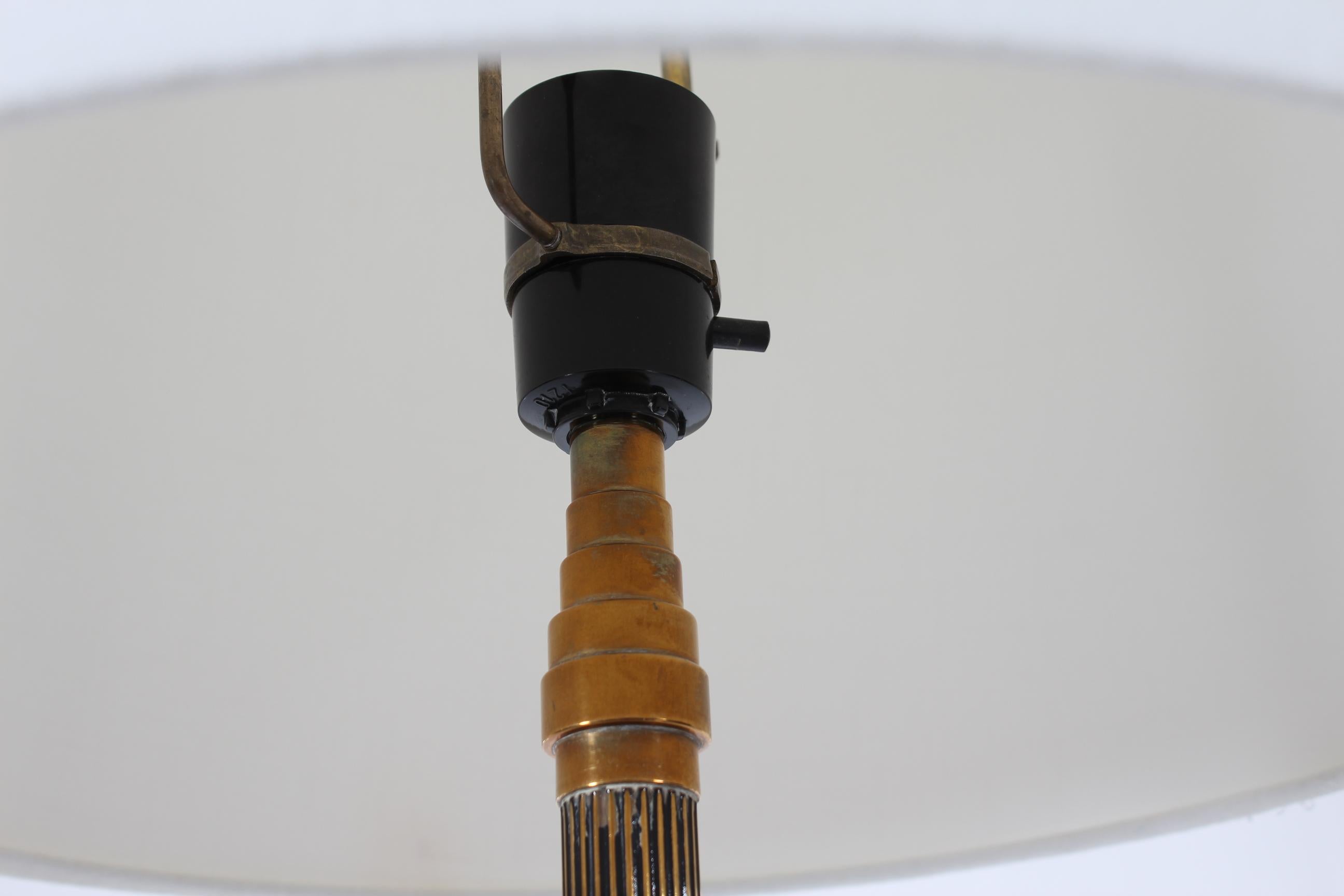 Metal Danish Vintage Bindesbøll Style High Desk Lamp of Bronze with New Shade 1940s For Sale