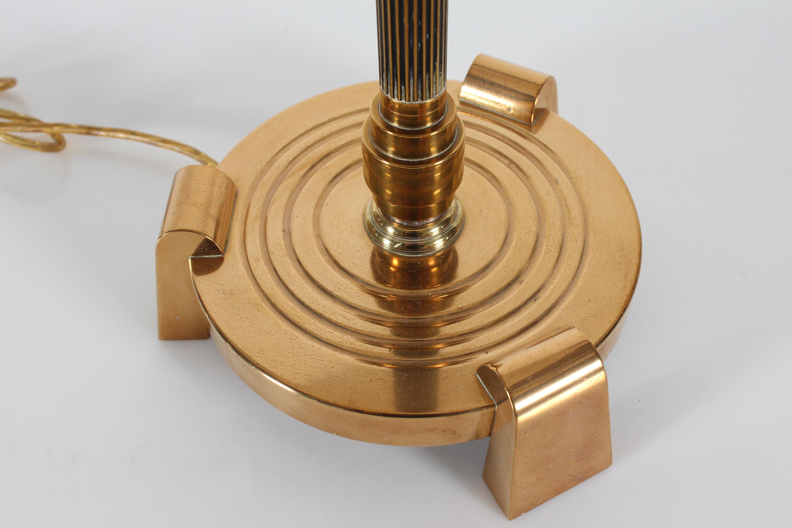 Danish Vintage Bindesbøll Style High Desk Lamp of Bronze with New Shade 1940s For Sale 1