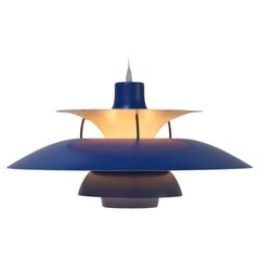 Ciondolo da soffitto danese vintage blu PH5 di Poul Henningsen, anni '60