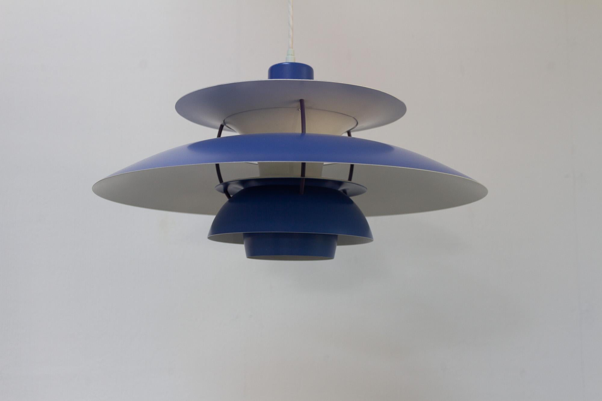 Mid-Century Modern Danish Vintage Blue Ceiling Pendant PH5 by Poul Henningsen, 1960s For Sale
