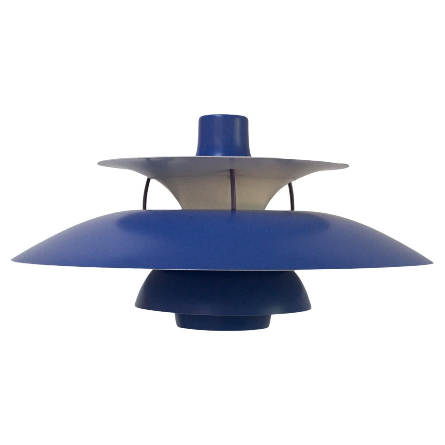 Danish Vintage Blue Ceiling Pendant PH5 by Poul Henningsen, 1960s For Sale