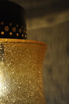 Lampe à suspension danoise vintage en laiton et verre